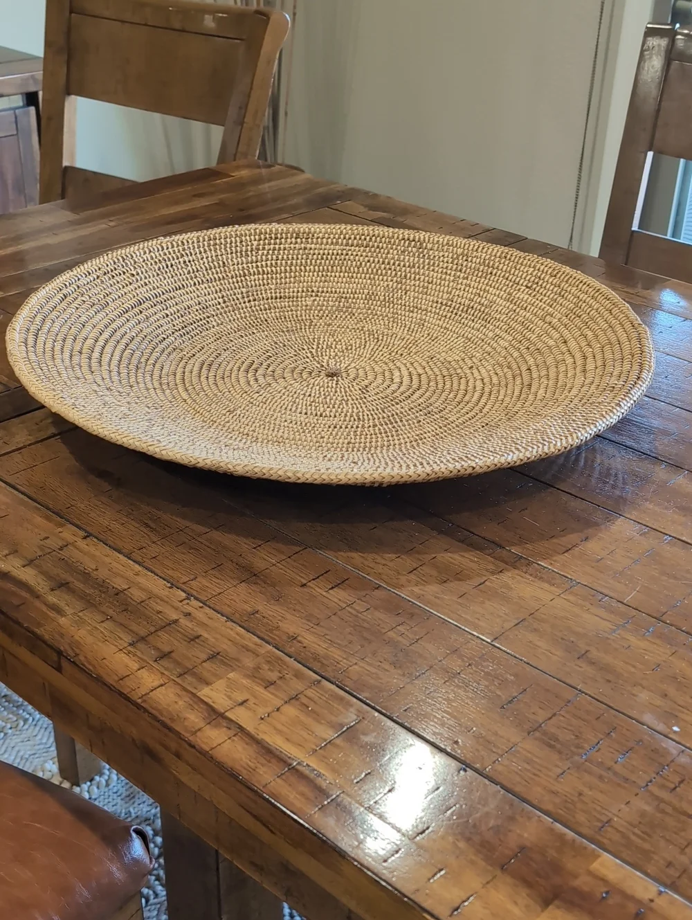 Vintage African Coiled Basket Tray Oversized 22
